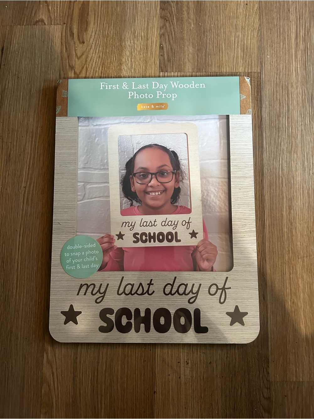 kate & milo My Last Day of School Wooden Photo Prop - Cream